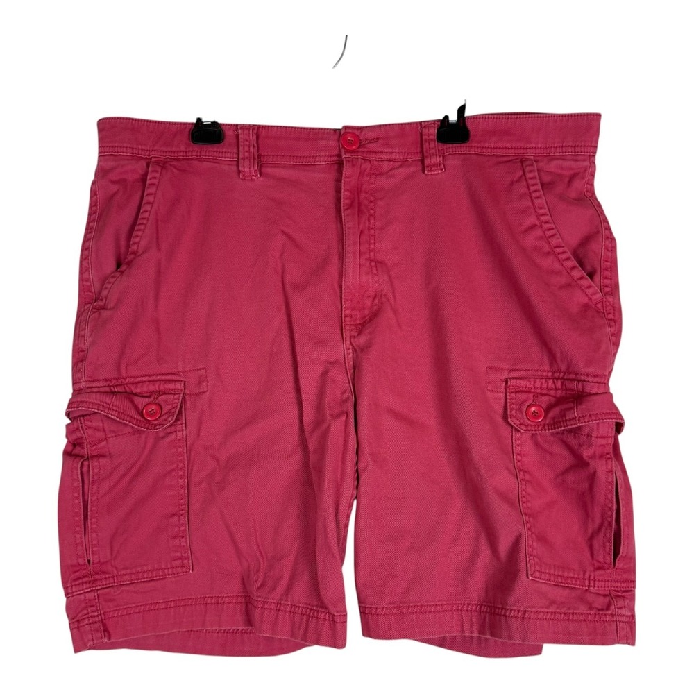 St. John's Bay Cargo Shorts Mens 40 Red Comfort Stretch Cotton 10 Inseam Casual